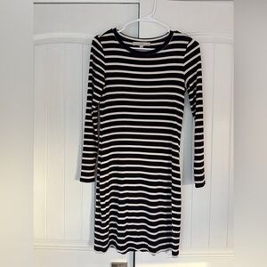 LOFT Black and White Striped Dress